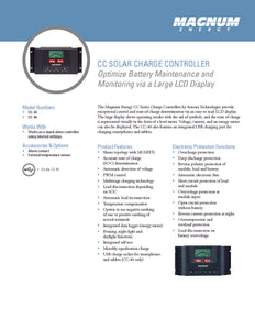 MAGNUM ENERGY DIMENSIONS-CC-30, 30A 12/24V PWM Charge Controller with integrated light controller, LCD display