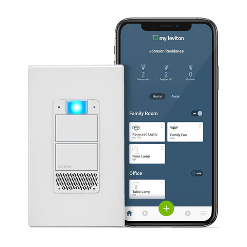 Leviton-Decora Smart Wi-Fi Voice Dimmer with Amazon Alexa Built-in, No Hub Required, White, DWVAA-1BW
