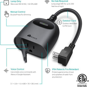 Kasa Outdoor Smart-Plug, Smart Home Wi-Fi Outlet w 2 Sockets, Weather Resistance, Compatible w Alexa, Google Home, (EP40), Black