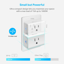 Load image into Gallery viewer, Kasa Smart Plug Mini 15A, Smart Home Wi-Fi Outlet Works with Alexa, Google Home &amp; IFTTT, No Hub Required, UL Certified, 2.4G WiFi Only, 4-Pack(EP10P4) , White
