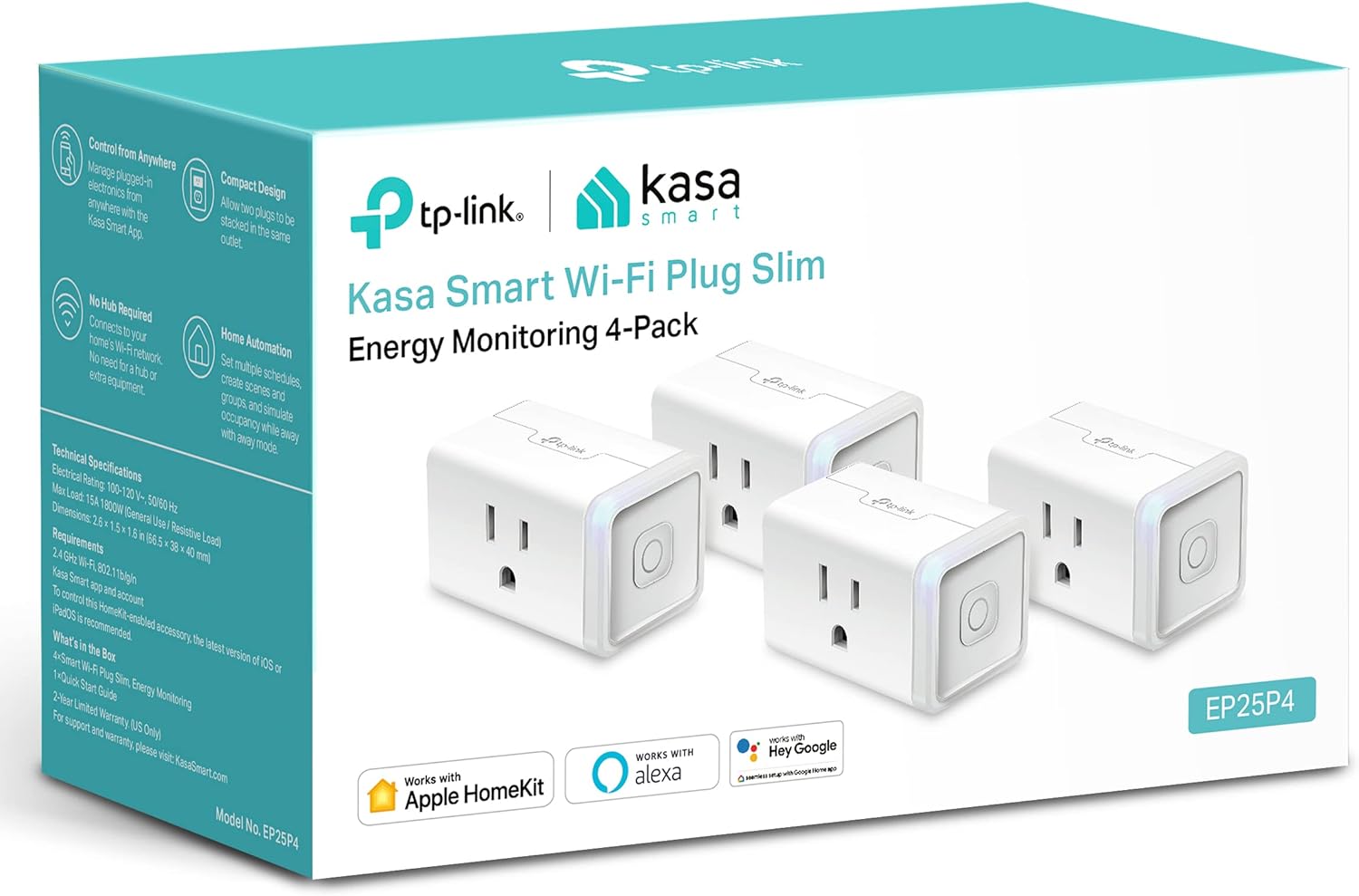 Kasa Matter Smart-Plug w/ Energy Monitoring, Compact Design, 15A