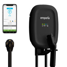 Cargar imagen en el visor de la galería, Emporia-EV charger (NACS) Tesla INTELLIGENT LOAD MANAGEMENT dynamically adjusts EV charge rate, allowing the sum of breakers to exceed the electrical panel&#39;s service rating, all while keeping your home&#39;s energy consumption within system limits.
