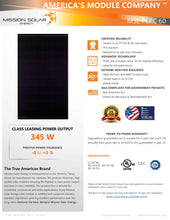 Load image into Gallery viewer, Mission Solar- 345W Solar Panel 60 Cell MSE345SX5T
