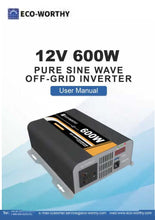 Cargar imagen en el visor de la galería, Eco-Worthy Solar-600W Off Grid Pure Sine Wave Inverter 12V to 110V
