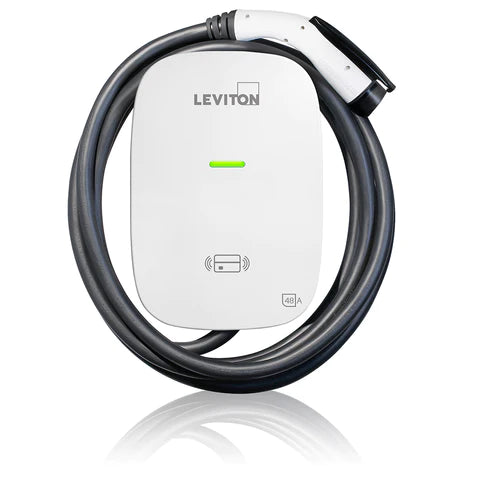 Leviton-Level 2 Electric Vehicle (EV) Charger, 48 Amp, 208/240 VAC, 11.6 kW Output, 18' Charging Cable, Hardwired Charging Station, EV480