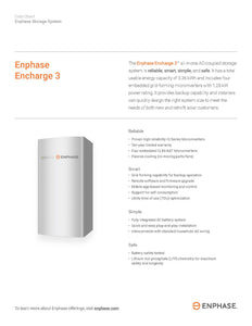 Enphase-Encharge-Encharge-3-1P-NA, Lithium-Ion AC Battery (LFP), 240 VAC, 1.28 Kw, 3.5 Kwh