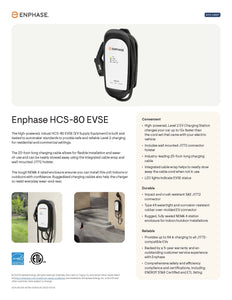 Enphase-HCS-80 EV Charger (Formerly ClipperCreek) EV Charger 64 A, 15.4 kW, hardwired, ruggedized connector ( Residential EV chargers)