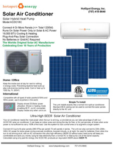 Hot Spot Energy-Solar Air Conditioner 18.000 BTU ACDC18C