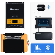 Load image into Gallery viewer, Eco-Worthy-60A MPPT Solar Charge Controller &amp; 2000W 12V Off Grid Pure Sine Wave Inverter &amp; HuB Monitor Bundle
