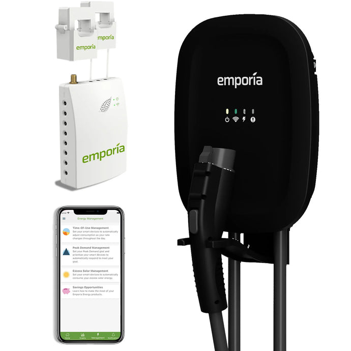 Emporia Level 2 EV Charger without the headache of costly electrical service upgrades. Emporia’s intelligent Load Management solution dynamically adjusts the EV charge rate, allowing the sum of breakers to exceed your panel's service rating, all while keeping your home's energy distribution within your system limits, seamlessly sidestepping the need for expensive electrical service upgrades. 