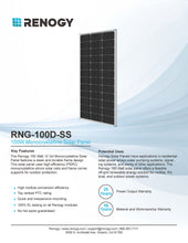 Load image into Gallery viewer, Renogy-100 Watt 12 Volt Monocrystalline Solar Panel (Compact Design)
