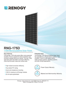 Renogy-175 Watt Monocrystalline Solar Panel
