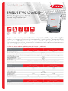 Fronius-4,210,092,801, Symo Advanced 15.0-3 480, Sunspec, 15.0 KW, 480 Vac, Lite - No Datamanager 2.0 Card