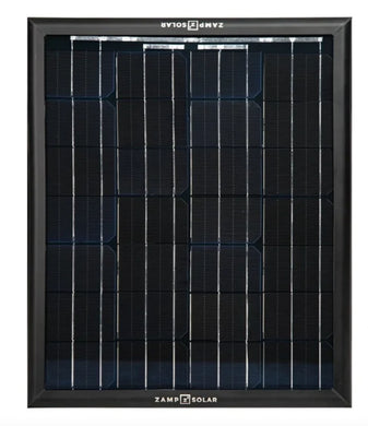 Perfect for small projects or maintaining batteries, our OBSIDIAN® SERIES 25-Watt panel works with any kind of 12-Volt battery. As thin as a flexible panel and 30% lighter than a traditional panel without compromising efficiency, this American-made panel also features an ultra-aerodynamic profile and a sleek black anodized aluminum frame.