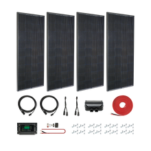 Cargar imagen en el visor de la galería, The Zamp Solar Legacy Black 760 Watt Solar Panel Deluxe Kit is the largest complete all in one system available to keep your batteries charged up when off-grid. Increase the charging potential on your overland rig or RV. 
