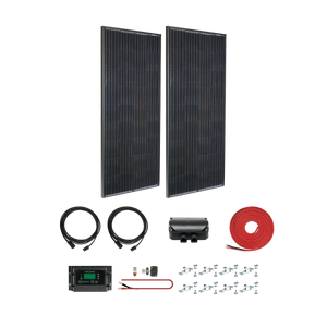 The Zamp Solar Legacy Black 380 Watt Solar Panel Deluxe Kit is the most popular complete system to keep your batteries charged up when off-grid. Increase the charging potential on your overland rig or RV. This complete kit is designed to be expanded up to two additional 190 Watt panels.