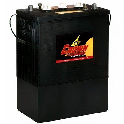Crowns 6CRP430 deep cycle battery features industry-leading performance and renowned durability. Measuring 430 amp hours the 6CRP430 leads the industry in total capacity at a very competitive price. Crowns proprietary Snap Caps are included which will significantly extend maintenance intervals between adding distilled water.