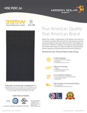 Load image into Gallery viewer, Mission solar-395W Solar Panel 66 Cell MSE395SX9R
