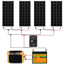 Cargar imagen en el visor de la galería, Eco-Worthy-400W 12V (4x100W) Complete MPPT Off Grid Solar Kit
