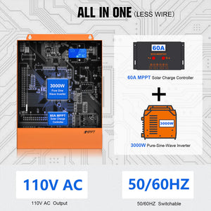 Eco-Worthy-All-in-one Inverter Built in 3000W 24V Pure Sine Wave Power Inverter & 60A Controller for Off Grid System