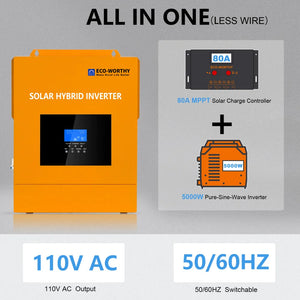 Eco-Worthy-All-in-one Inverter Built in 5000W 48V Pure Sine Wave Inverter & 80A Controller for Off Grid System