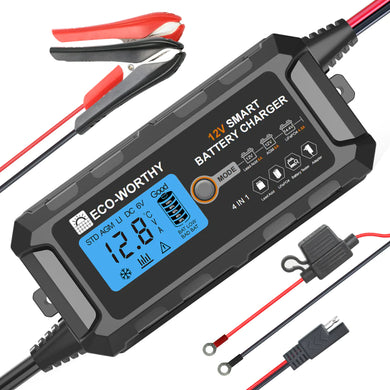 Two Battery Type Options: 12V Lead Acid and 12V Lithium (LiFePO4); Input voltage: 110V AC, Output: 12V 5A.Charging and Maintenance: It's not just a trickle charger, it's an advanced battery maintainer. A fully automatic, worry-free battery charger for everyday use-24/7.