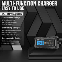 Load image into Gallery viewer, Eco-Worthy solar-5A &amp; 10A 12V Smart Battery Charger with LCD Display for Lithium (LiFePO4) Batteries

