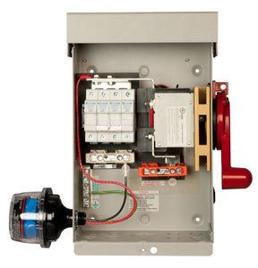 MNPV4HV-DISCO 3R-DLX Disconnecting Combiner has 80 amp busbars, 100 amp load break rated switch and a third pole which is the feedback micro switch, 600 volt max.