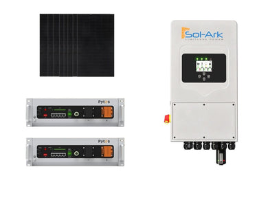 This Sol-Ark  Hybrid off-grid / grid-tie solar energy system was designed for customers who are looking to add a solar array system with Energy Storage to their home whether or not you're Off-grid or Grid-tie. With 3360W of REC AA-Pure solar array, designed to generate about 8-17+ kWh/day(Sun hours depend).