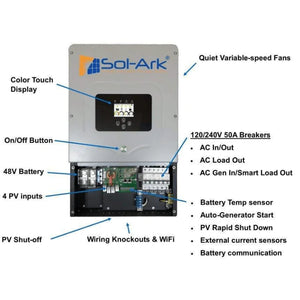 Sol-Ark-Sol-Ark 12K 120/240/208V 48V [All-In-One] Pre-Wired Hybrid Solar Inverter | 10-Year Warranty