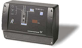 Grundfos CU-200 SQFlex Controller  For use with utility power or sine wave inverters for AC, or series PV arrays for DC.  A user-friendly interface box that maintains two-way communication with the pump and monitors the operating conditions. Built-in diagnostics indicate faults and dry-running, operating status power consumption and level switch input.