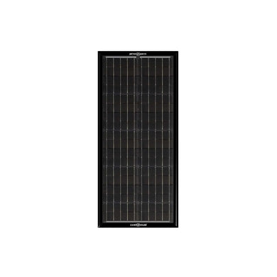 Perfect for overland projects and rigs, our OBSIDIAN® SERIES 45-Watt panel works with any kind of 12-Volt battery. As thin as a flexible panel and 30% lighter than a traditional panel without compromising efficiency, this American-made panel also features an ultra-aerodynamic profile and a sleek black anodized aluminum frame.