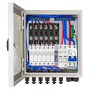 Cargar imagen en el visor de la galería, 6 String PV Combiner Box with 6*10A Circuit Breakers for Solar Panel System, Max current of single PV input array is 10A. Each String Continuous Duty Rated at 250 Vdc.(Regardless of the specifications of the solar panels, regardless of the connection method is series or parallel, as long as the current and voltage of a single PV does not exceed 10A/250Vdc, you can connect the combiner box).
