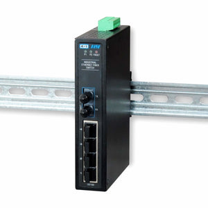 RLH industrial switches are engineered to provide reliable network performance in harsh environments. The 4+1 Fiber switch provides both copper and fiber Ethernet access
