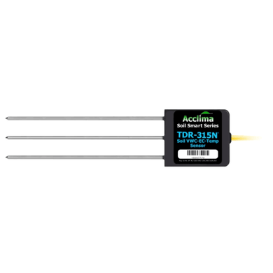 A fully integrated digital TDR soil water content sensor (a.k.a., soil moisture sensor, probe, or meter) that has demonstrated superb accuracy consistently with excellent repeatability between six different soils including potter’s clay.  It is the first release of Acclima’s Soil Smart moisture sensors.  Allows for waveform capture.