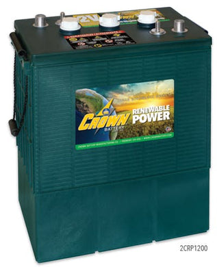 Crowns 2CRP1200 deep cycle battery features industry-leading value and renowned durability. Measuring 2Vdc 1,200 amp hours the 2CRP1200 is an affordable option for high capacity off-grid battery banks.