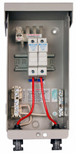 Load image into Gallery viewer, MidNite Solar MNPV2-MC4 Combiner Box  The MNPV2-MC4 is a pre-wired PV combiner box with MC4 connectors installed for easy and fast installation. It&#39;s the same enclosure as the MNPV3 but it also includes the two touch safe fuse holders, two male and two female MC4 connectors and internal wiring as seen in the picture.
