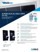 Load image into Gallery viewer, QCells solar panels-Q.PEAK DUO XL-G10.3/ BFG 480
