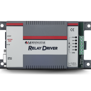 Morningstar RD-1 Relay Driver, The Relay Driver is a module that performs high level system control functions such as monitoring voltage levels, managing load and starting generator. The product operates four separate relay driver outputs by reading digital data inputs from Morningstar’s TriStar controller or by measuring battery voltage when used with other controllers.