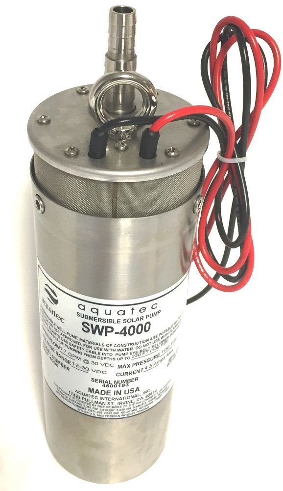 Aquatec SWP-4000 Submersible Pumps  Aquatec SWP submersible pumps are designed to supply water in off-grid locations for homes, irrigation, livestock, ponds, and many other applications. The SWP-4000 4