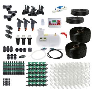 The Automated Farm Kit is designed to operate a multiple zone drip irrigation system with the advantage of fertilizing automatically as you water. Only hand tightening is required for all of the threaded irrigation parts.
