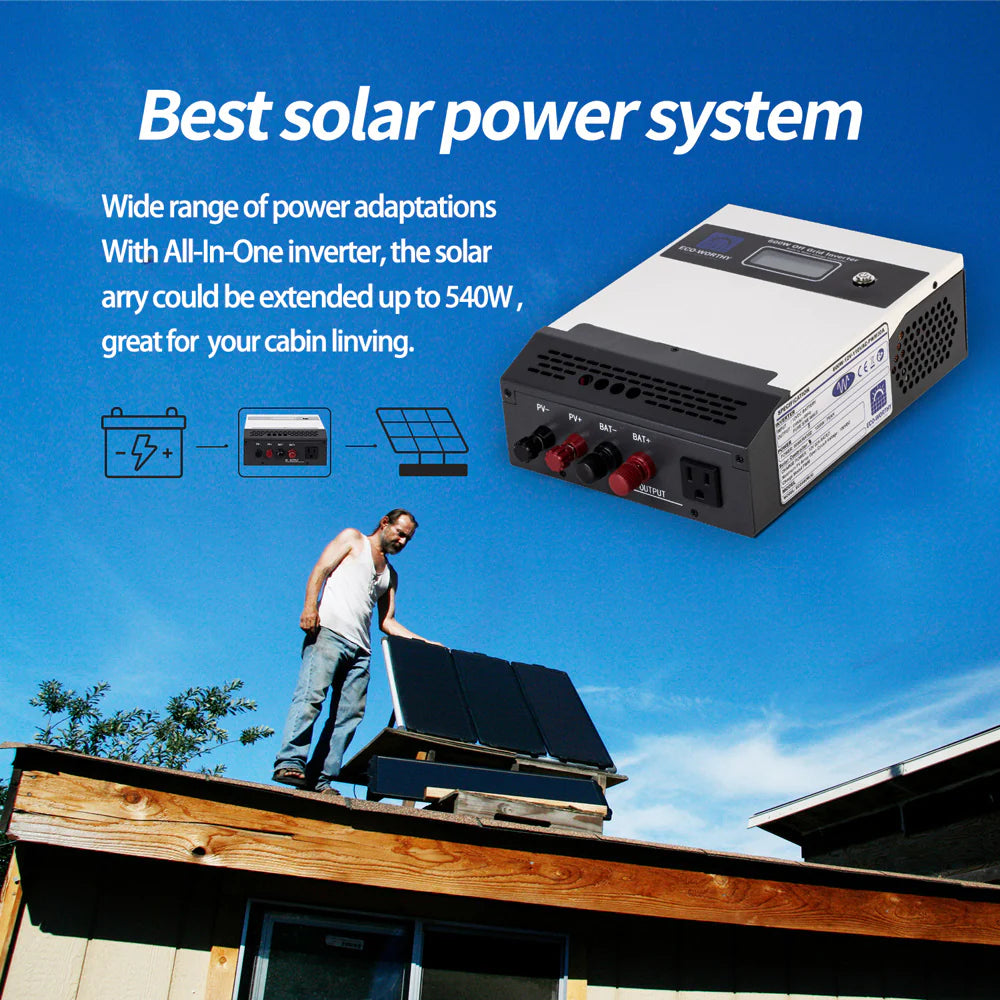 ECO-WORTHY All-in-one Solar Hybrid Charger Inverter Built in 3000W
