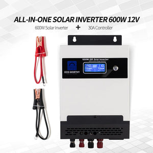 Eco-Worthy-All-in-one Inverter Built in 600W 12V Pure Sine Wave Inverter & 30A Controller for Off Grid System