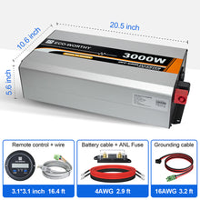 Cargar imagen en el visor de la galería, Eco-Worthy Solar-3000W Off Grid Pure Sine Wave Inverter 24V to 110V

