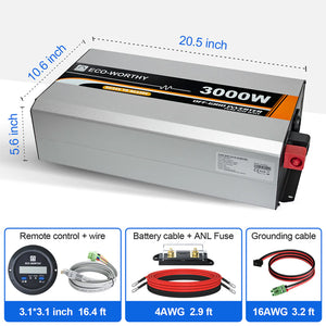 Eco-Worthy Solar-3000W Off Grid Pure Sine Wave Inverter 24V to 110V