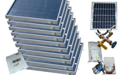 Our Standard Solar Water Heating Kit comes with all the parts needed to install your solar water heater system on your house or cabin. As with all our systems, they connect directly to your existing water heater and don't interfere with existing source of heat (gas or electric). This way you can enjoy hot water even during long cloudy periods. Using our SW-38 Solar Water Heater panels you can simply thread the panels together. No more external connection pipes for multi panel installations! 