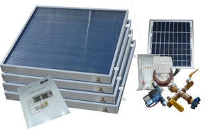 Standard Solar Water Heater Kit comes with all the parts needed to install your solar water heater system on your house or cabin. As with all our systems, they connect directly to your existing water heater and don't interfere with existing source of heat (gas or electric). This way you can enjoy hot water even during long cloudy periods. Using our SW-38 Solar Water Heater panels you can simply thread the panels together. No more external connection pipes for multi panel installations!