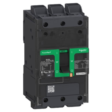 Schneider Electric PowerPacT B-Frame brings thermal-mechanical circuit protection in a compact size and offers a wide range of accessories, auxiliaries, and connection options. This PowerPacT B-Frame circuit breaker provides thermal magnetic circuit protection with a breaking capacity of 14kA at 600Y/347VAC.