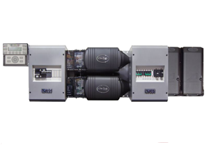 OUTBACK POWER-FLEXpower TWO 5.0 kW, 24 VDC, dual FXR2524A-01, prewired AC & DC boxes w/ AC bypass 250 Amp DC breakers