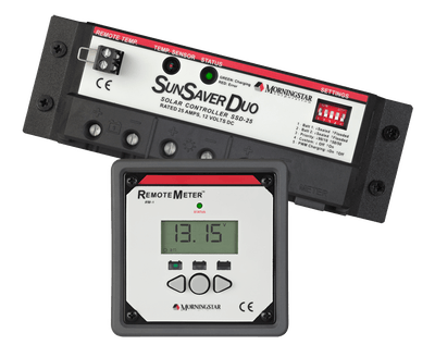 MORNINGSTAR-SSD-25RM SunSaver Dual Battery 25 Amp 12 Volt Solar Charge Controller & Digital Meter